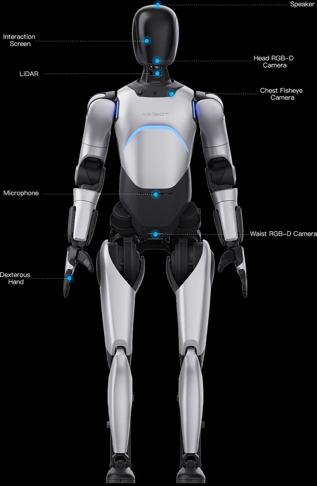 AgiBot A2 Ultra insansı robot, tam boy önden görünüm