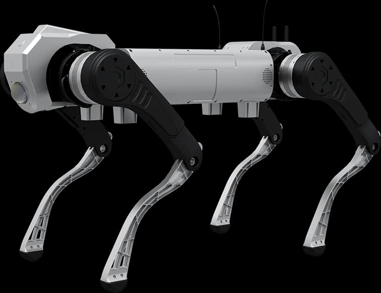 AgiBot D1 MaxPro endüstriyel dört ayaklı robot, yandan görünüm