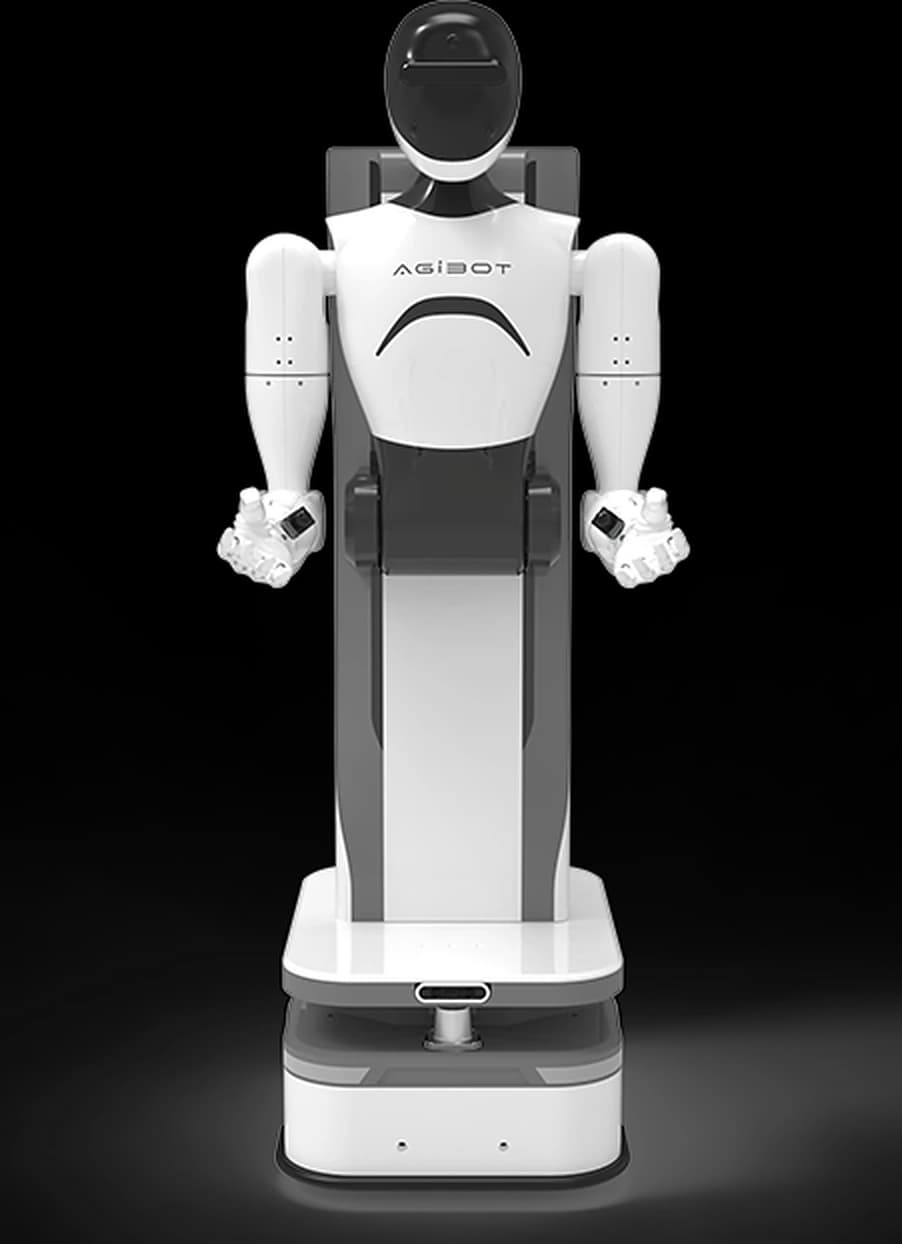 AgiBot G1 tekerlekli veri toplama robotu, önden görünüm