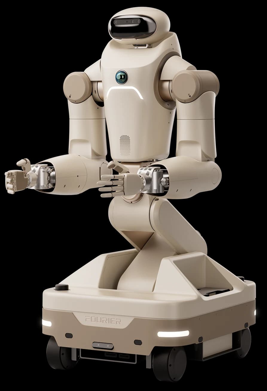 Fourier GRW tekerlekli çift kollu robot, önden görünüm