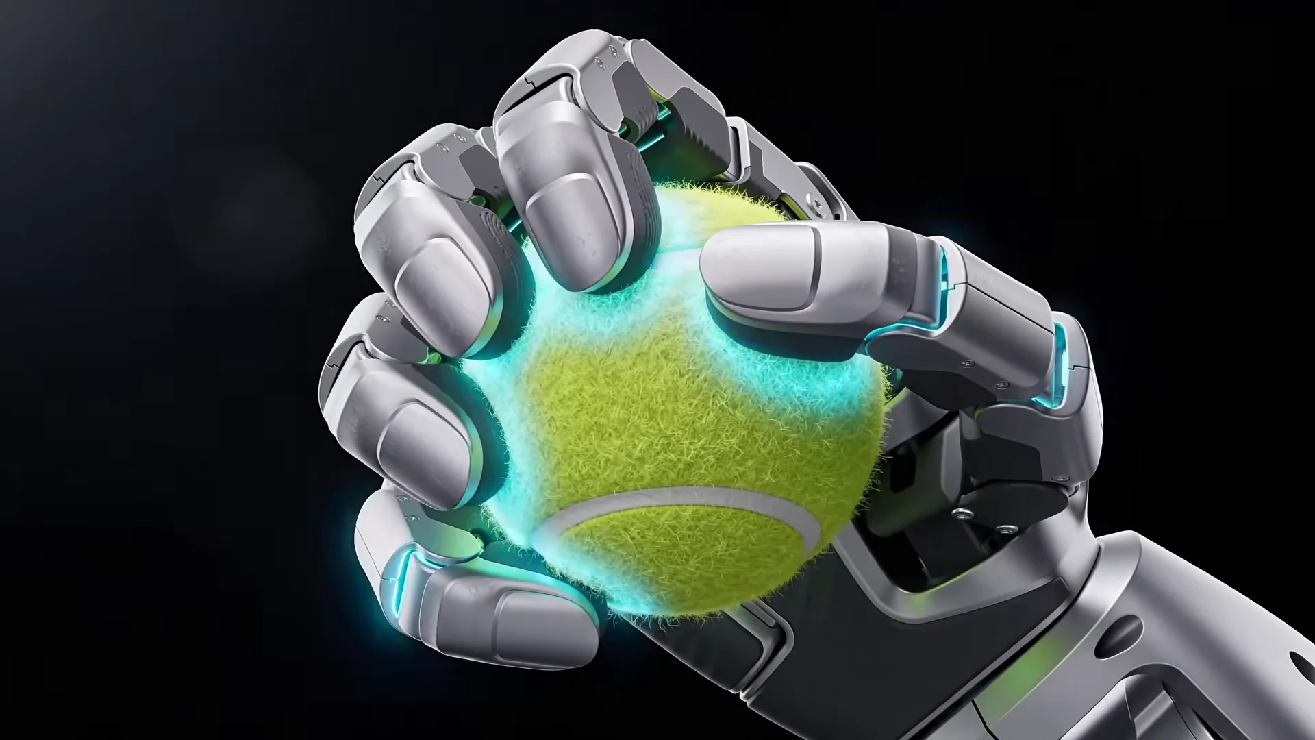 Wraps all five fingers around a tennis ball.