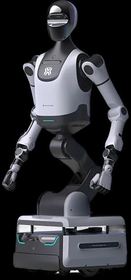 X-Humanoid Tian Yi 2.0 tekerlekli çift kollu robot, önden görünüm